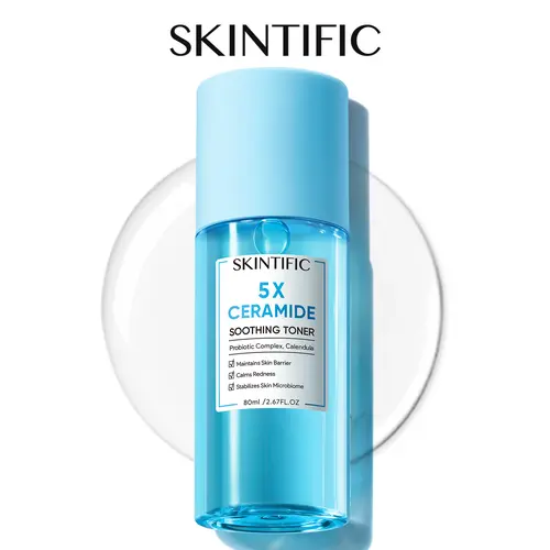 [SKINTIFIC] 5X Ceramide Soothing Toner, Hydrating Skin Barrier Repair Calms Redness Facial Toner with Probiotics & Calendula for Sensitive & Dry Skin, Non-Alcohol, Cruelty-Free, Vegan Skincare