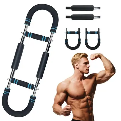 2 in 1 Arm Trainer Adjustable Tension Strengthener and Chest Workout Bar Portable Forearm and Upper Body Exercise Equipment for Home Gym