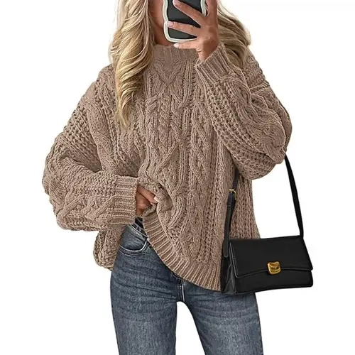 PrettyGarden Women's Oversized Chunky  Cable Fall Sweaters Casual Long Sleeve Crewneck Knit Pullover Tops Winter Clothes,Minimalist Womenswear#Falltok
