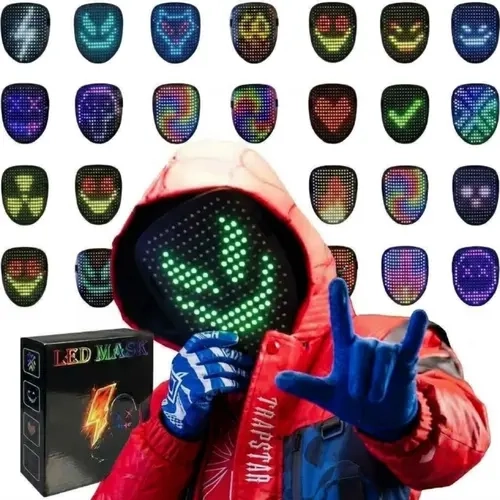 2026 Halloween New LED Mask Features 50 color-changing modes Gesture-activated lighting Spooky LED skull mask Glow-in-the-dark mask perfect for Halloween, Christmas, and costume parties The ideal gift for friends,Perfect Gift