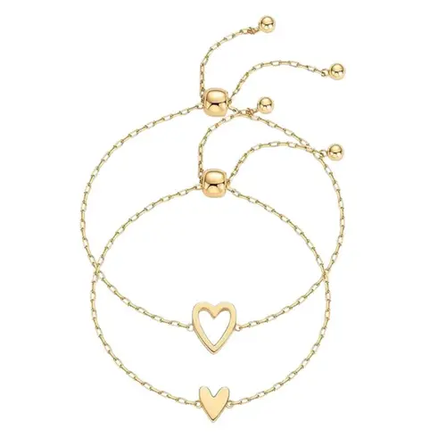 Women's Nickel-Lead-Free Best Friend Bracelets - Rhodium Metal Coating, Minimalist Heart Design with Minimalist Grace, Adjustable Length Chain Armlet Bracelets & Bangles, Symbol of Unity Gift for Girlfriend
