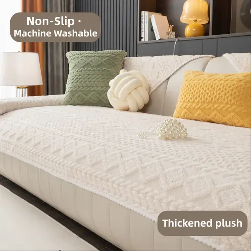 1 Pc Soft fleece Sofa Cover, Pet Friendly Sofa Slipcover, Non Slip Washable Couch Protector Pad, Thickened Decorative Sofa Throw Blanket, Dustproof Couch Pad, Couch Covers, Couch Slipcovers, for Armchair, Loveseat, Sectional & 2/3/4 Seater Couches