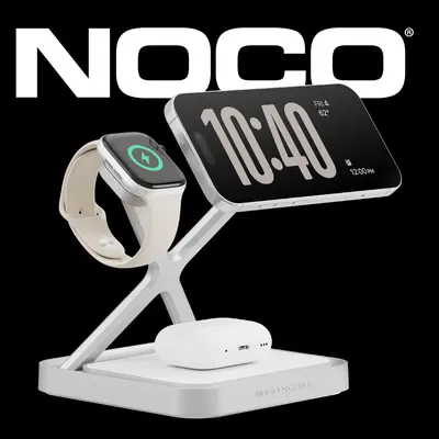 NOCO XGrid XDS3: 3-in-1 Wireless Charging Stand – For iPhone, Apple Watch, and AirPods – MagSafe Compatible, Qi2 Certified