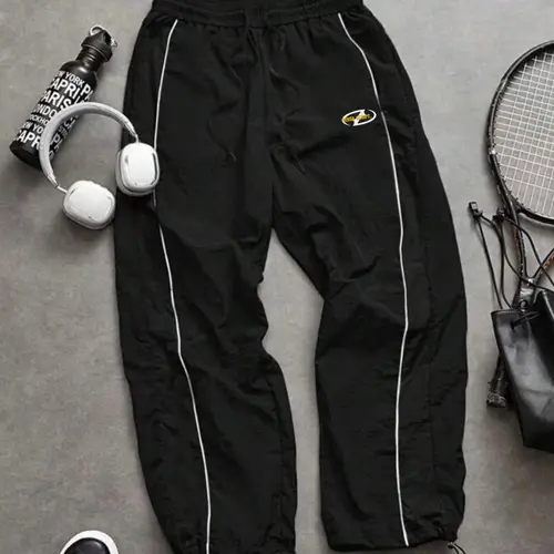 Men's Casual Sporty Long Pants, Casual Sportswear Pants, Loose Sports Pants, Loose Fit with Elastic Cuffs, Fashion Letter Print, Lightweight Fabric for Daily Wear