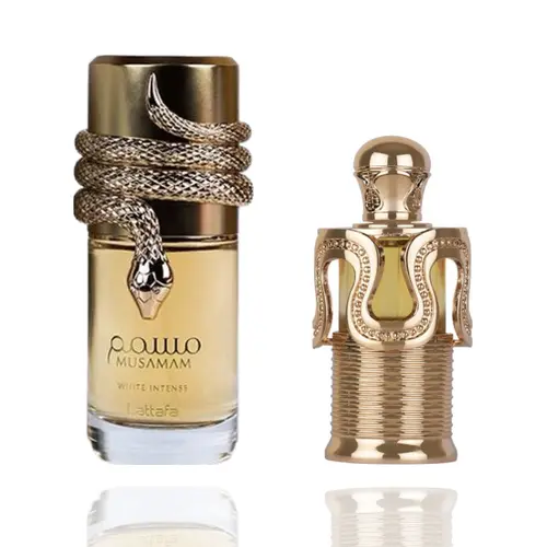 Lattafa Attar Israa & Musamam White 2-Piece Unisex EDP Spray Bundle - Sandalwood, Elegant Floral, Floral Citrus Notes, Bridal Vibe, Floral Sweet Perfume, Elegant Floral Fragrance