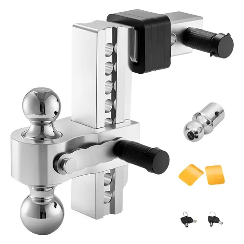 VEVOR Adjustable Trailer Hitch,  8-Inch Drop Hitch, Tri-Ball Mount for 2-Inch Hitch Receiver, Trailer Ball Size 1-7/8", 2" and 2-5/16", Max 15000 lbs Ball Hitch, Towing Hitch for RVs, ATVs, and Trucks