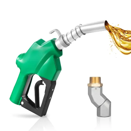 【toolupgrade】VEVOR Heavy Duty 1 Inch NPT Automatic Fuel Nozzle with 360° No-tangle Swivel Elbow, Auto Shutoff, 3-Speed Trigger Lock, 21.6 GPM Max Flow Rate, 1-3/16 in (OD=30.1 mm) Spout, Flow Control for Gasoline, Kerosene, Cars, Agricultural Equipment