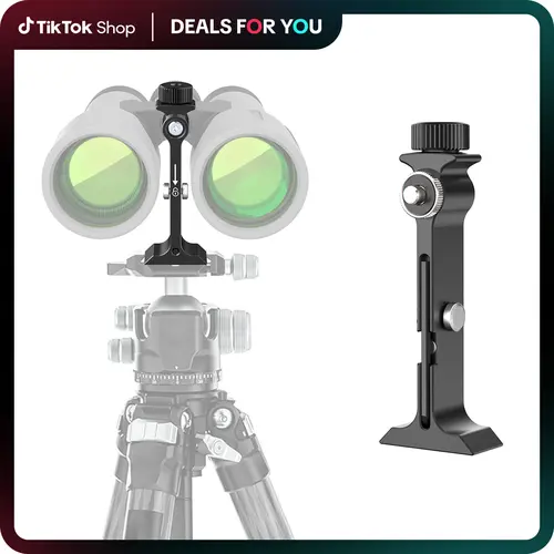 Binocular Tripod Adapter - Precision-Machined T6061 Aluminum Mount, Arca-Swiss Compatibility, 1/4"-20 Heads, Spring-Buckle Click, Corrosion Resistant, Effortless Mounting & Detachment, Lightweight Camping Accessory for Hiking Enthusiasts