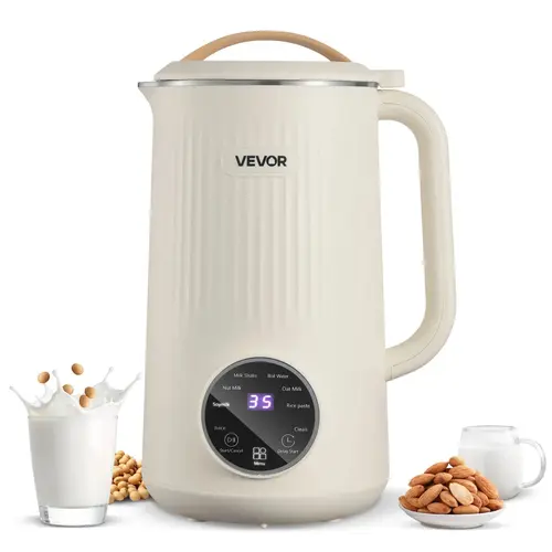 VEVOR 8-in-1 Multifunctional Juice Blender Machine, 80db Quiet Run, 34oz/41oz High-Capacity Stainless Steel Counter Jug, 4-Sided Turbulence, 12h Preset Timer, Hands-Free Blade Cleaning, Homemade Milk & Smoothies Kitchen Appliance