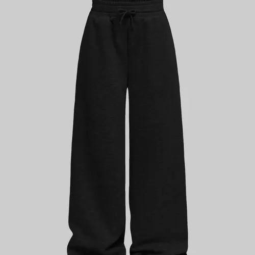 Women's Solid Color Wide Leg Sweatpants with Drawstring Waist, Loose Drawstring Sweatpants, Breathable Outdoor Running Pants for All Seasons, Fitness and Commuting Wear, Breathable Athletic Bottoms, Athleisure Pants
