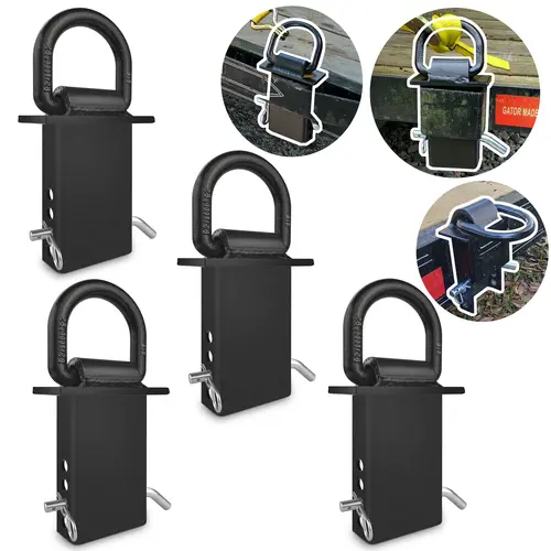 EACELIY 4Pcs Heavy Duty Solid Steel Corrosion Resistant Stake Pocket D-Rings, Bolt-On Assembly, 4 Pin Holes, Removable Tie-Downs, Easy to Install, 18000lbs Capacity, 5400lbs Working Load Limit, for Utility Trailers & Flatbeds, Fits Most Bags