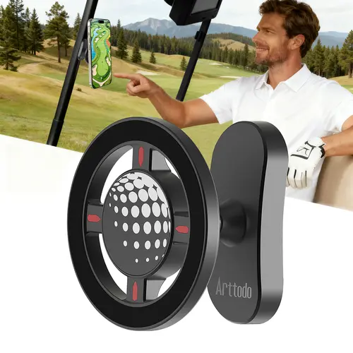 Arttodo Magnetic Golf Cart Cellphone Holder - Universal Smartphone & Phone Tablet Holder, MagSafe-Compatible for iPhone 17/16/15/14/13/12 Series, Fits EZGO/Club Car, Golf Mobile Accessories for Men