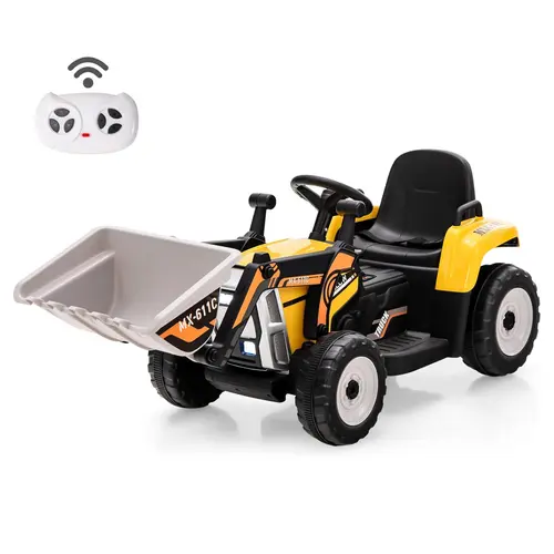 Costway Ride On Excavator/ Road Roller/Tractor, 12V Kids Ride on Car w/ Remote Control, Horn, Music/Lights/Spring Suspensions, Ride On Tractor for Boys Girls Gift Season BlackFriday Friends Giving