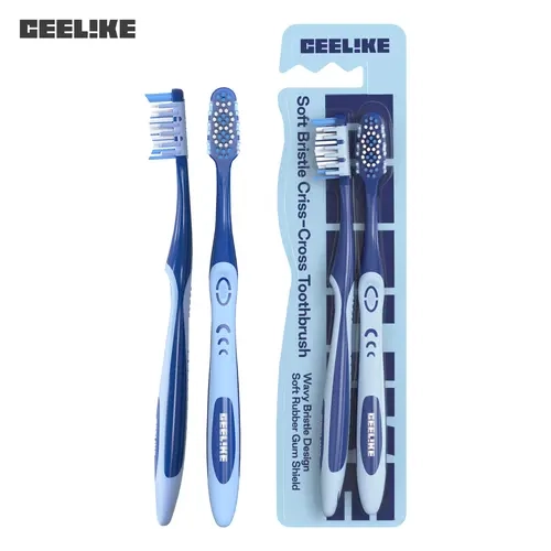 CEELIKE Soft Bristle Criss-Cross Toothbrush 2-Pack - 4-in-1 Oral Care, Effective Deep Cleaning & Gentle Gum Care