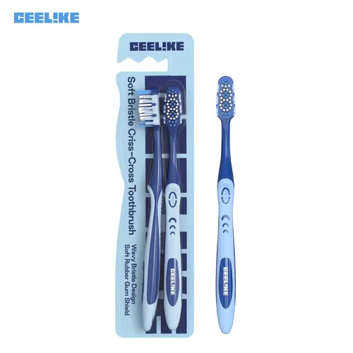 Ceelike Unisex Adults Soft Bristle Criss-Cross Oral Toothbrush Twin Pack - Polypropylene Oval Wave-Shaped Bristles, Ergonomic Handle, Gentle on Teeth Oral Care Protection