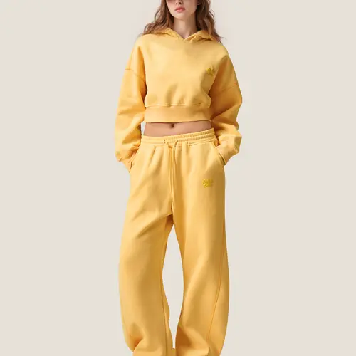 Aelfric Eden Women's Y2K 2-Piece Matching Outfit Set - Cropped Hoodie & Baggy Barrel Fleece Sweatpants, Casual Gym Set, Cozy Lounge Sweatsuit, Travel Essential, 2 Piece Sets, Matching Sets For Women