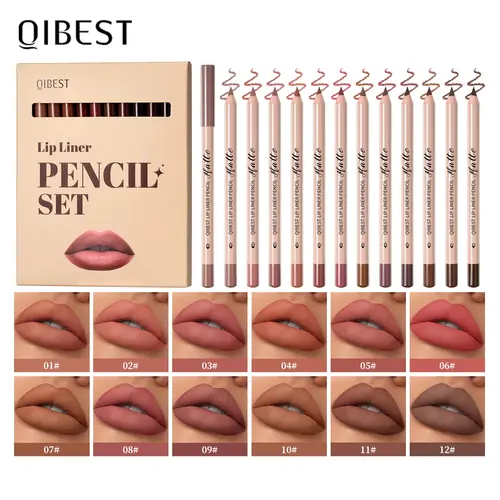 【Black Friday】12-Piece Matte Lip Liner Pencil Set with Long-Lasting Velvet Finish, Assorted Shades for Daily Makeup