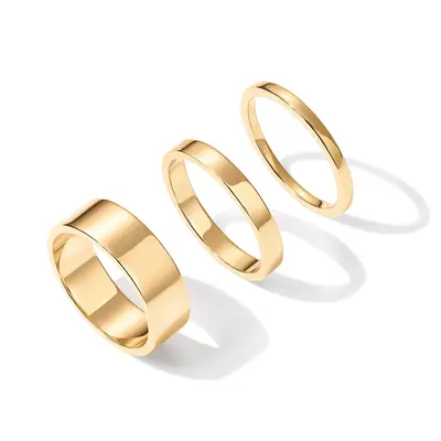 PAVOI 18K Gold Plated 3 Rings Set - Gold Stacking Rings for Women - Stacking Ring Set