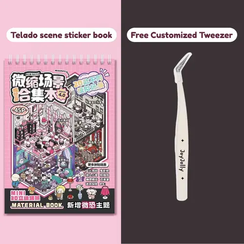 Horror Theme Cute Miniature Sticker Album - 45pcs Customizable Cute Adhesive Vinyl Decals, Unisex 3D Stacking Plastic Reusable Craft Supplies for Adult DIY Scrapbooking, Cartoon House Decor