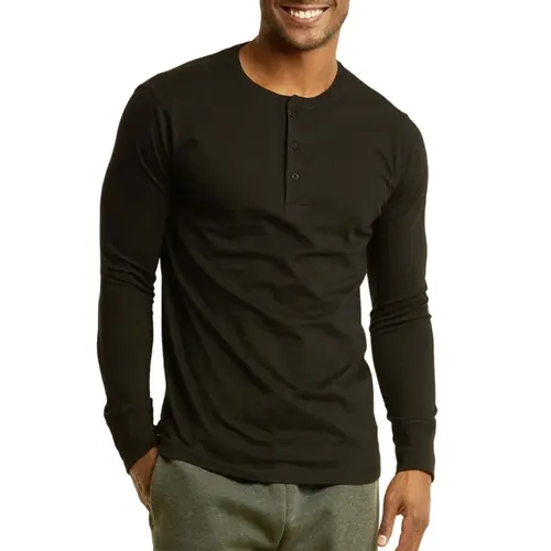 Men's 100% Cotton Henley Longsleeve Tops, S-3XL Regular & Big & Tall Solid Comfy Classic Casual Spring Menswear, Breathable Cotton Helps You Stay Cool, Great Base Layer for Jackets or Coats, Men's Clothing
