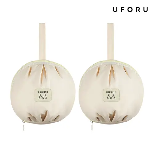 UFORU Women's 3-in-1 Strap-Free Bra Storage Bag Set of 2 - T400 Skin-Friendly Fabric Pouch, 8.27x4.33x7.87 Inches High-Capacity Multi-Compartment Portable Handle Dual-Way Dual-Zip Pouch, Travel Accessories for Intimate Apparel Luggage