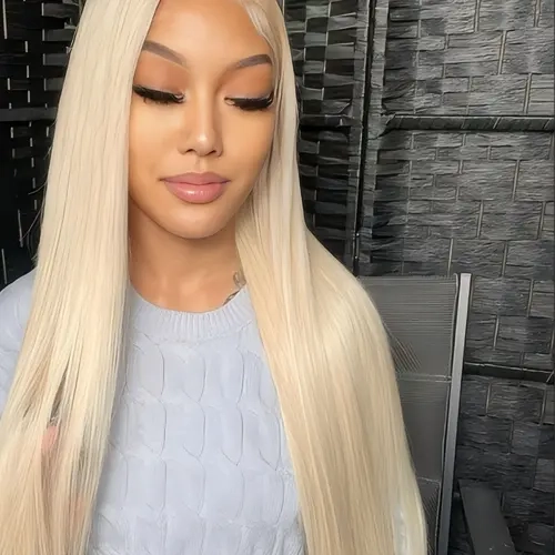 Long Straight Blonde Wig, Heat Friendly Wig, Synthetic Heat Resistant Lace Front 613# Glueless HD Transparent Pre Plucked 13x4 for Black Women Halloween Concerts Cosplay Weddings Use 28 Inch HD Wigs Lace Frontal Wigs Synthetic Hair Wig