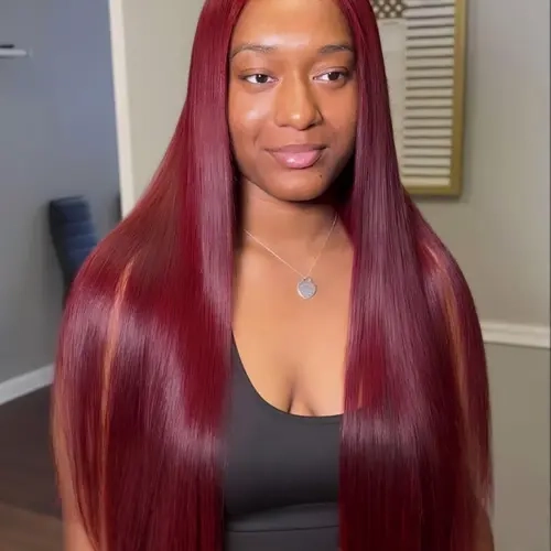 Burgundy Lace Front Wigs, Wine Red Straight Wigs, 13×4 HD Transparent Pre-Plucked Lace, Glueless Frontal Wigs, Glueless Wig for Black Women, Synthetic Hair Wig for Daily Wear, Cosplay, Halloween & Christmas