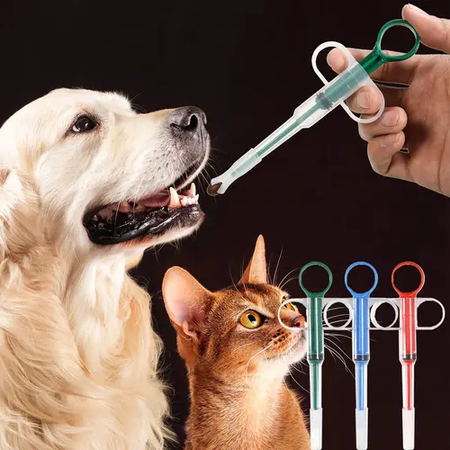 3 Pieces Pet Pill Plunger Popper for Small Cats Dogs Pill Gun Dispenser Shooter Pet Piller Soft Tip Tablet Syringe Pusher Animal Medicine Feeder for Feeding(Green+Red+Blue)