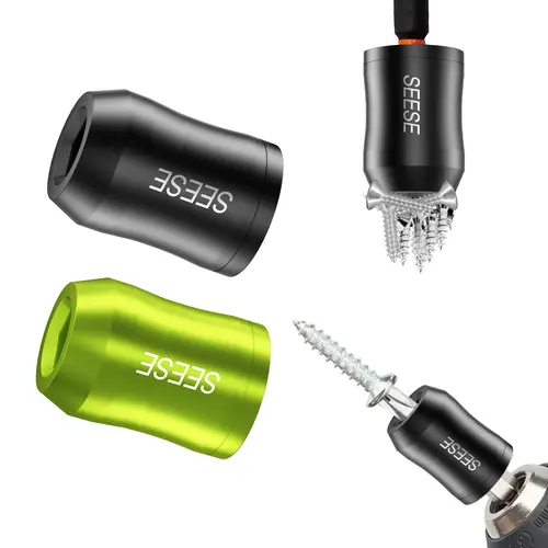 SEESE 2 Pcs Strong Magnetic Screw Ring, 1/4 Inch/ 6.35 mm Universal Magnetic Screw Ring Bit for Hex Screwdriver and Power Bits Screwring Powerbits backtoschool