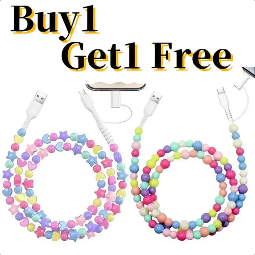 [Buy 1 Get 1 Free] 2pcs 2-in-1 Rainbow Fast Charging Cable Set (3.3ft), Multi USB to USB-C/Lightning Electronic Cables, Effortlessly Charges Mobile Cellphone & iPhone Devices, Ideal Mobile Accessory Bundle