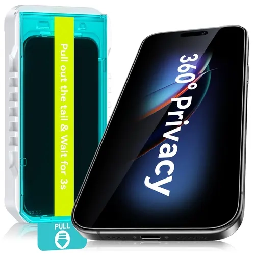 Esanik 2-Pack Privacy Shield Screen Protector for iPhone 17 Pro Max/16 Pro Max & 17/16, 360° 4-Sides Anti-Spy Tempered Glass, Shatterproof, Scratch-Resistant Glass Stays Sleek, Wear Resistant Phone Screen Protectors Accessory