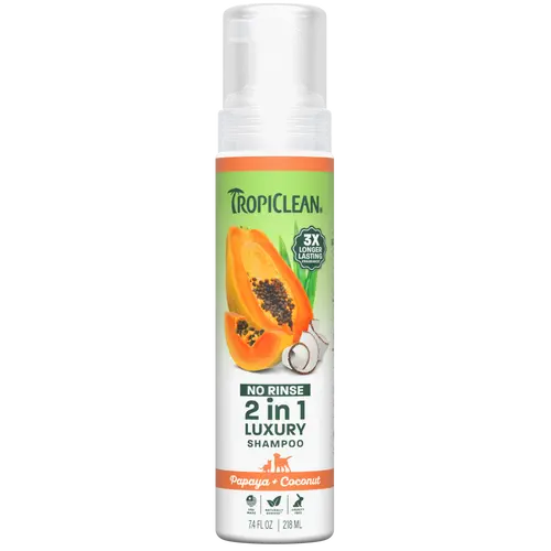TropiClean Papaya +  Coconut No Rinse Pet Shampoo, 7.4oz