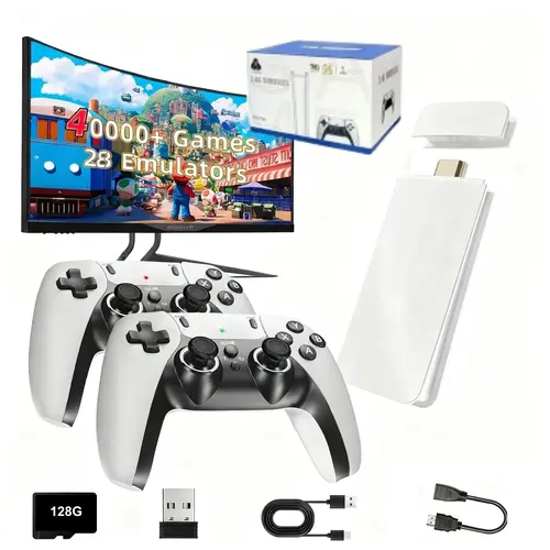 M15 Plus Retro Wireless Gaming Console - Plug & Play Home Game Peripheral, Projector Accessory with 2 Wireless Controllers, Button-Equipped Nostalgic Electronic Gift for Men, Stick, Game Box