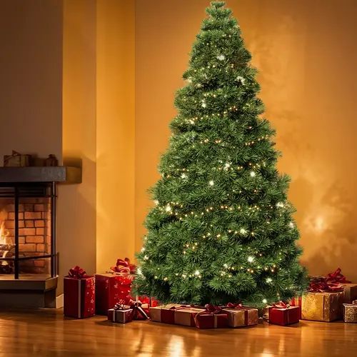 Sweetcrispy Pre-Lit Snow-Flocked Artificial Christmas Tree - 250 Warm-Toned LED Christmas Lights, 8 Light Modes, Full Branches Support Decor, Heavy Metal Foldable Stand Stays Put, Home Bedroom Holiday Decor Supplies