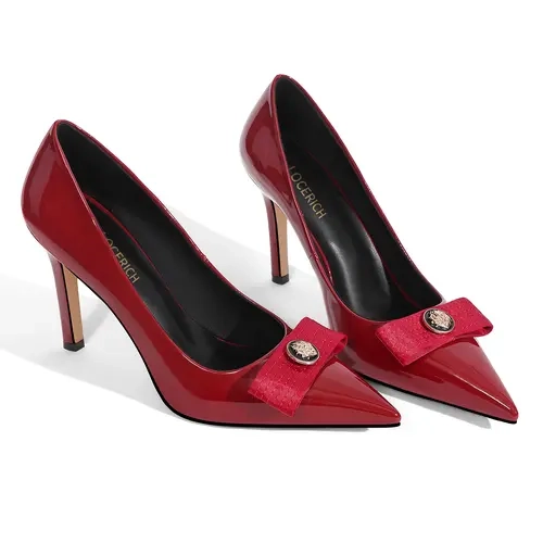 RONILURN Women's Classy Stiletto Heels - Stylish Pointed Toe Pumps with Bow Accent, Bridal Dress Shoes, Leg-Lengthening All-Season Women's Footwear