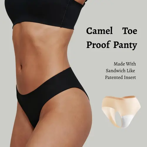 SOFT INTENTION No Show Camel Toe Cover Thongs For Women - Seamless Design, Basic Fit, G-String, Gym Basics, Comfortable Underwear