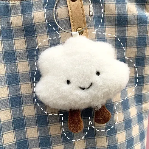 Cute cloud plush pendant, smiley face expression bag doll school bag keychain pendant, warm heal keychain decorative small items, school bag shoulder crossbody pendant, fashionable small exquisite cute pendant doll, Cute Charms Keychain, Keychain Kawaii