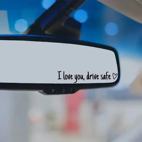 4x English "I Love You Drive Safe" Waterproof Vinyl Car Rearview Mirror Stickers, Auto Accessories, Romantic Vehicle Decor, GF Gift, Universal Cool Car Stuff, Couple Gifts for Adults - SummerVibes (Follow instructions before use)