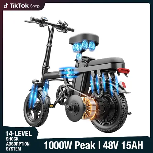 Compact Folding Electric Bike with 500W Motor & 48V 15Ah Battery, 100km Long Range, 14-Level Shock Absorption, Dual Disc Brakes, UL2849 Certified E-Bike for Outdoor Sports, Folding Bike