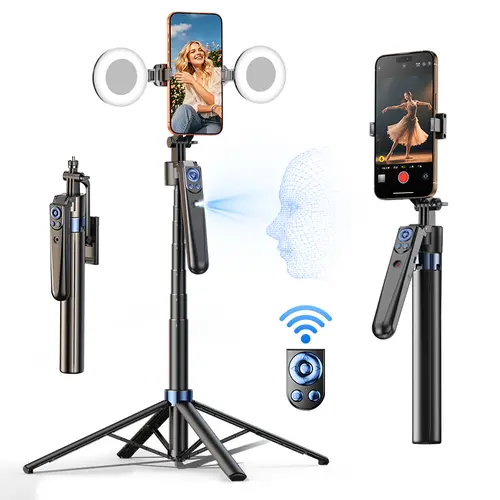 INFOJIFA Automatic Face Tracking Tripod - 360° Rotating Selfie Stick with Bluetooth Remote Control, Mobile Phone Accessories for Smartphone, Cellphone, iPhone, iPad, iOS, Android, Camera, Vlogging Equipment