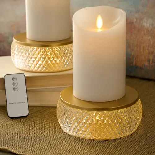 Set of 2 Illuminated Faceted Risers by Kim Gravel