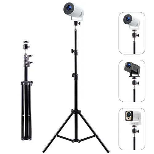 Portable 120cm Retractable Projector Stand - Universal 1/4 Screw Floor Tripod Mount with Stable Base Cuts Shake, for Magcubic HY300Pro, DSLR, Webcam, Business Presentations, Boosts Projection Quality & Adjusts Viewing Angle