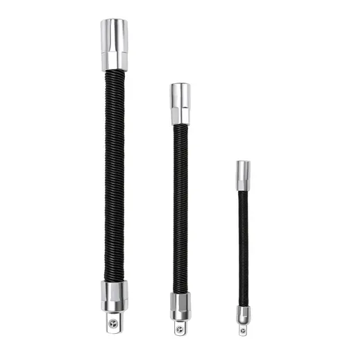 GJANSH Flexible Socket Extension Bar Set 3-Piece 1/2" 3/8" 1/4" Shaft Drive 10" 8" 6"-Spring-Loaded Detent Balls to Prevent Slipping, fathersdaygift