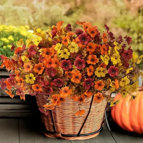 12-Pack Silk Artificial Fall Floral Arrangement Set, Adjustable UV-Resistant Multi-Color Bouquets with Eucalyptus Lavender, Photorealism Natural Look Indoor-Outdoor Home Decor Vase Accents