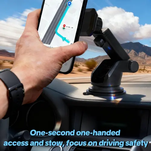 HiEHA Magnetic Suction Cup Car Phone Holder - Adjustable Arm, 7-in Monitor Universal Fit, Dashboard/Windshield Mount, Strong Magnet, Easy Install, CarPlay Compatible, Christmas Auto Interior Accessory for Bumpy Roads, Driving Safety Cell Phone Car Mount