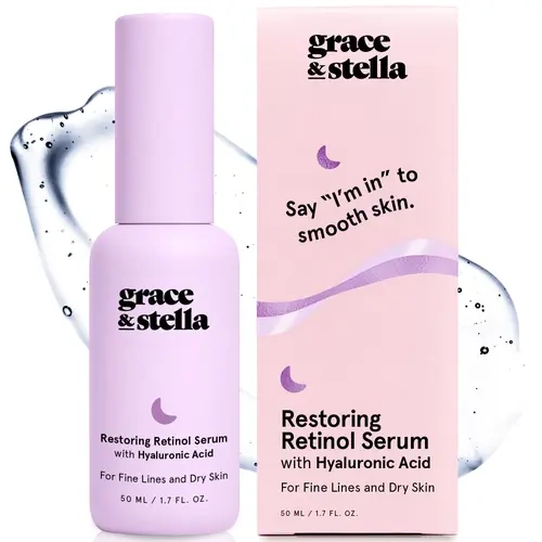 Retinol Serum with Hyaluronic Acid – Lightweight Moisturizer Supple Youthful Skin Moisture Skincare Brightening Dewy Serum by grace & stella