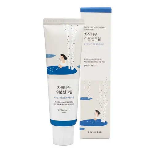 ROUND LAB Birch Juice Moisturizing Facial Sunscreen Cream - SPF50+ PA++++, 50ml, Plant-Based Adult Sun Care, Sensitive Skin Friendly, Bacillus-Soybean Ferment Extract & 2-Hexanediol, Hydrating, Hyperpigmentation Treatment, Even Skin Tone