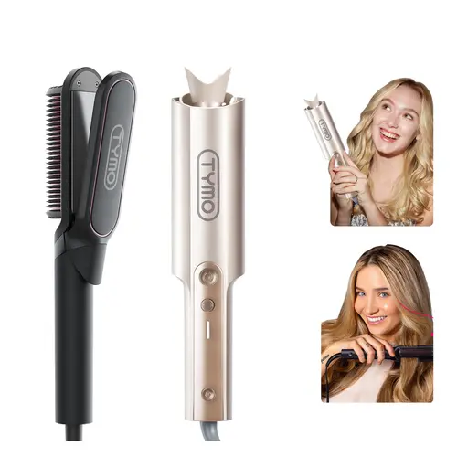 【Live Only BOGO】TYMO FLIPRO & CURLPRO PLUS - Automatic Curling Wand and 2-in-1 Straightener with Hot Comb Silk Press