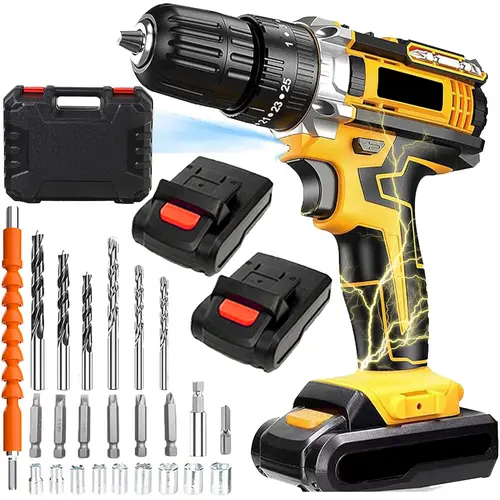 Cordless Drill Tool Set  21V Electric Power Drill with 1.5AhLithium-ion Battery and Charger–USB/Type-C Rechargeable, Portable, All-in-One DIY & Home Toolbox Kit,Drill Driver Kit for Home Decoration,Repair And DIY ,gifts