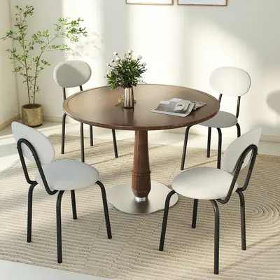 Set of 4 Mid-Century Dining Chairs with Padded Upholstery and Sturdy Metal Frame, Comfortable Kitchen Seating with Cushions summerwins